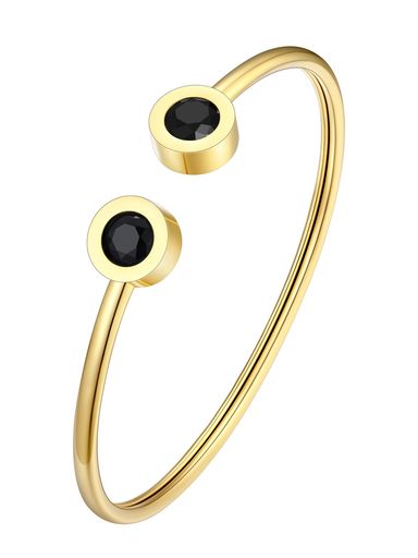 FOCALOOKバングルレディースサージカルステンレス金属アレルギーブレスレット腕輪ジルコニアオープンバ..