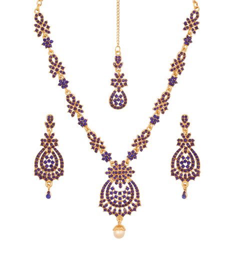 TouchstoneIndianBollywoodホワイトラインストーンブライダルジュエリーネックレスセットアンティーク..