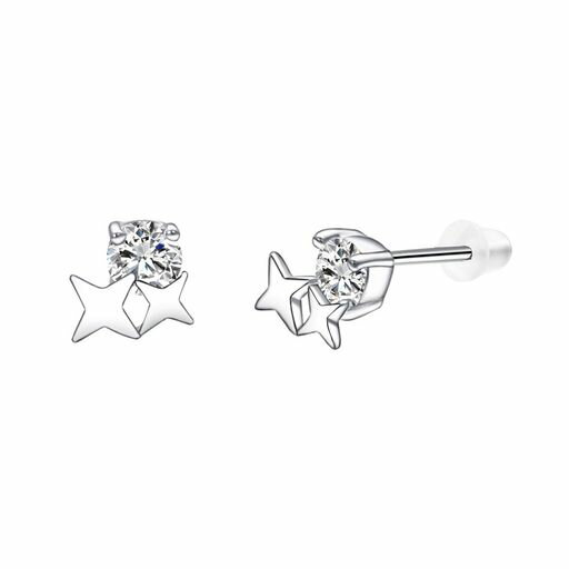 Airokiyシルバー925ネジ式ピアス星レディース人気ボディ軟骨かわいいシルバースタージルコニアピアス金属アレルギー対応ボディ