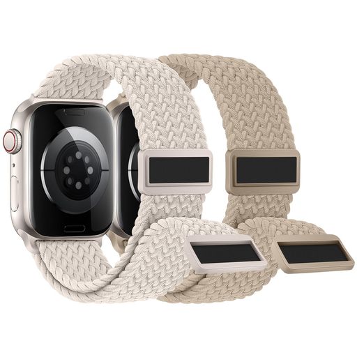 【2枚入り】Knossenコンパチブルアップルウォッチバンド42/41/40/38mm編み込みAppleWatchバンドナイロン磁気吸着式バックル強力なマグネットアップルウォッチスポーツベルト伸縮性iWatchSeries