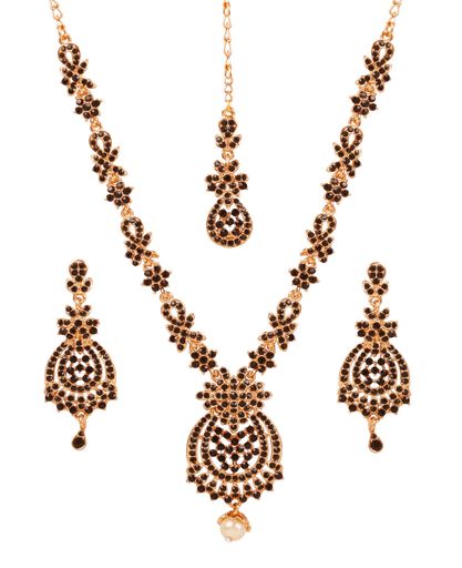 試金石IndianBollywood素晴らしいファインワークマンシップスタッドダイヤモンドルックフェイクオニキ..