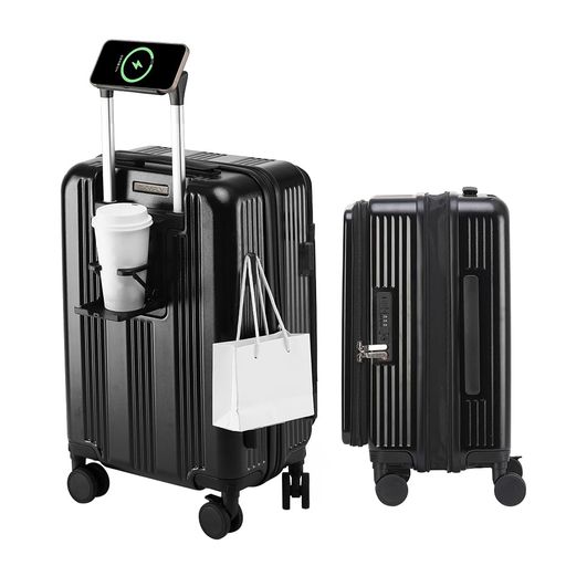 [SKYFLY]スーツケース片開き機内持ち込み多機能キャリーケース軽量Sサイズキャスター静音360度回転着脱可能【拡張可能PC+ABS】キャリーバッグ耐衝撃USBポートTSAロック側面フックおしゃれ旅…(4)