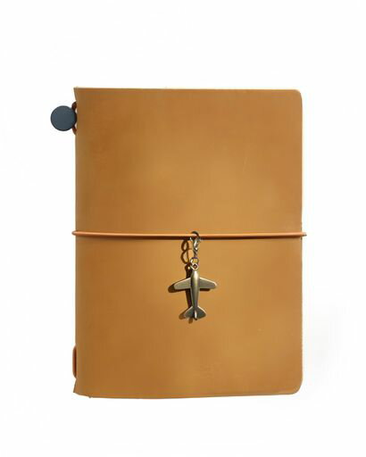 FENSPARKトラベルノート旅行パスポートサイズ2026本革ノートカバーレザーシステム手帳チャーム/リフィル3冊/PVC袋/コラージュ素材/ステッカー付きスケ...