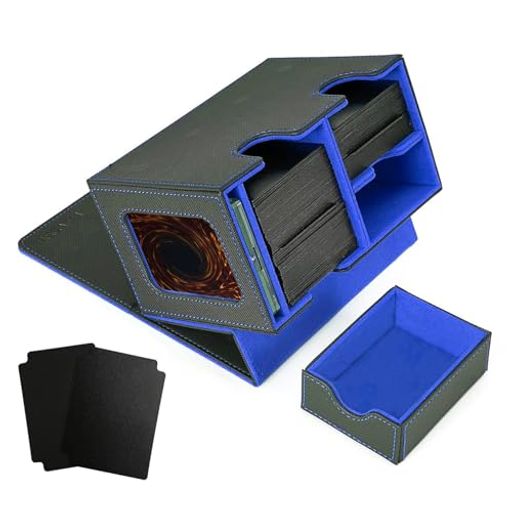 デッキケーストレカケースカードディスプレイウィンドウダイス入れ200枚収納仕切り板2つとマグネットロ..