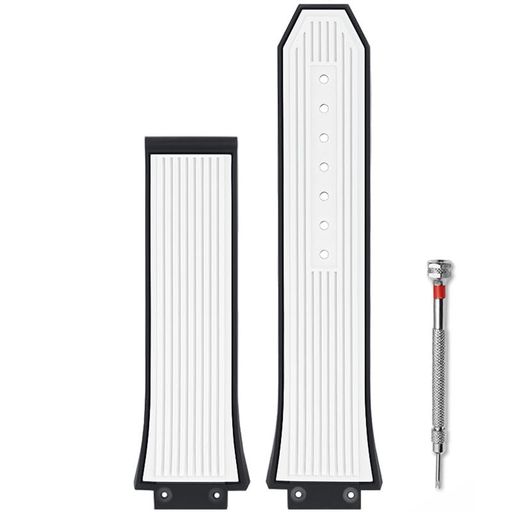 [Zealbeaty]クラシックフュージョンコンパチブルウブロビッグバンメンズラージラバーストラップコンベックス25X17mm対応シリコンストラップ(White)