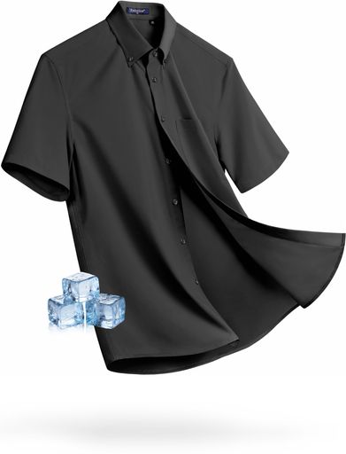 ワイシャツ黒半袖メンズボタンダウンノーアイロン形状記憶形態安定ブラック無地ビジネスストレッチノンアイロンカッターシャツカラー冠婚葬祭ホワイトL首43ブランドレギュラーフォー…