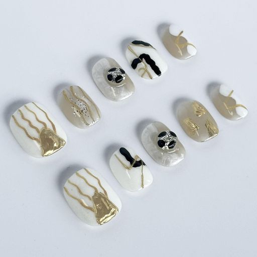 FTmoonieネイルチップネイルシールネイルシール白ネイルチップショート手作りネイルチッププレスオンネ..