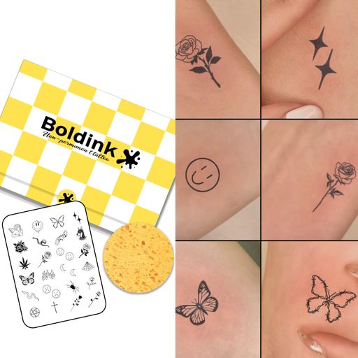 Boldinkタトゥーシール半永久的ジャグアタトゥー2枚セット2週間長持ち防水刺青シール入れ墨シール男性女性メンズレディース様々な柄コレクション