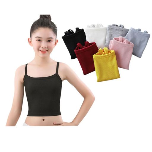 [Lettyhe]子供服キャミソールタンクトップキッズ女の子ダンスヒップホップスポーツインナー中学生小学生重ね着キャミソール黒白(Mブルー)