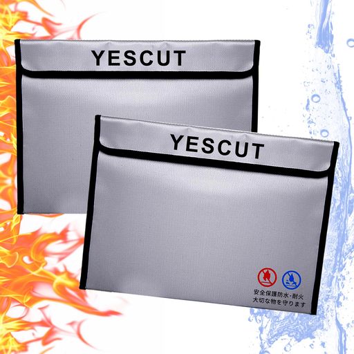 YESCUT金庫耐火バッグ集金袋貴重書類保管ケース現金収納ケース耐火ケース20cmx12.5cm/二つセット防火防..