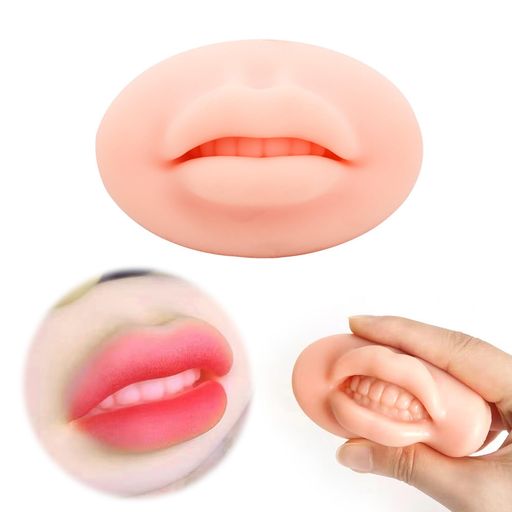 ADOFUNタトゥー練習唇3Dシリコンリップモデルタトゥー練習リップメイクアップトレーニング用ピアス練習用口を開けて初心者向け再利用可能