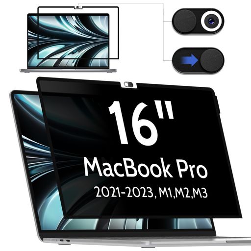 MacBookPro16インチ(2021-2024M1M2M3M4)用覗き見防止、簡単にオン/オフ、取り外し可能粘着式プライバシ..