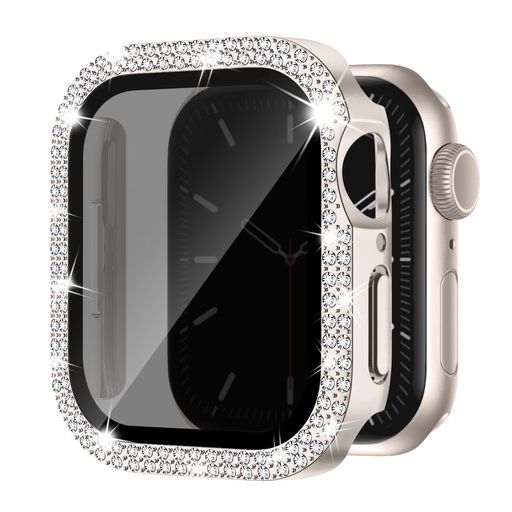 Rakuten - 【覗き見防止】KnossenコンパチブルAppleWatchケース45mmキラキラアップルウォッチカバー覗き見防止AppleWatchカバーダブルダイヤモンドガラスフィルム付きオシャレレディースiWatchSeries