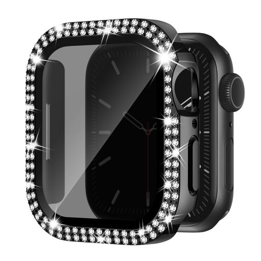 樂天商城 - 【覗き見防止】KnossenコンパチブルAppleWatchケース44mmキラキラアップルウォッチカバー覗き見防止AppleWatchカバーダブルダイヤモンドガラスフィルム付きオシャレレディースiWatchSeries