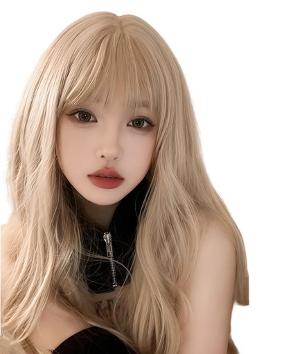 Sizuuenn女性用レディースフルウィッグロングヘアぱっつん前髪カールブラウン茶髪ウィッグミルクティー..