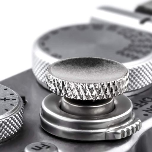 QiangNiカメラシャッターボタン:X100V、XT5、XT4アクセサリー用ブラックソフトシャッターリリースボタン-2パック富士シャッターボタン(シルバー)