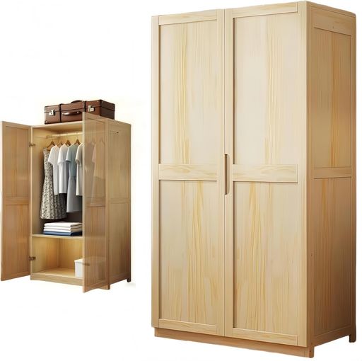 TUIYIDUOワードローブ扉付きクローゼット幅79cmハンガーラック衣類収納ラック大容量整理棚木製奥行き48..