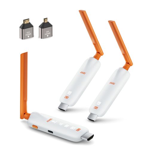 【2025新アップグレードLEDワイヤレスHDMI】TIMBOOTECH2025ワイヤレスHDMIトランスミッタとレシーバは、完全にアップグレードされたLEDディスプレイが採用されており、接続状態、信号状態、出力状態、電源状態などのリアルタ...