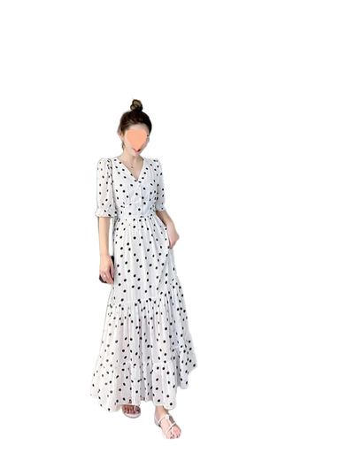 [VIISEN]花柄長袖ワンピースレディースシフォンカジュアルハイウエスト足首までの丈のフレンチVネック..