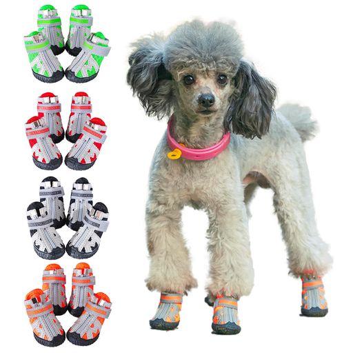 KUVEELA PET 犬用靴 ドッグブーツ ドッグシューズ 犬靴 レインシューズ 肉球保護 滑り止め 4個入り(オレンジ 4#)