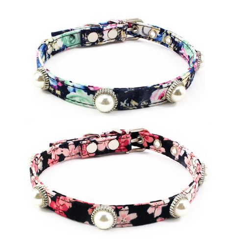 犬首輪2個セット猫用首輪子犬リボン付き鈴付き調整可能可愛い軽量ペット首輪セーフティバックル付(Sサ..