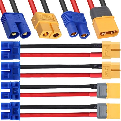 HAAMNING7 4個 XT60 - EC3コネクタケー変換ブル XT60 - EC3プラグアダプター 14AWG...