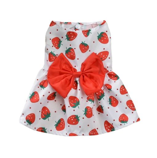 Timoya犬服ワンピース春夏ドレス可愛いいちご柄人気夏服ペット服スカートおしゃれ涼しい通気性ドッグウ..