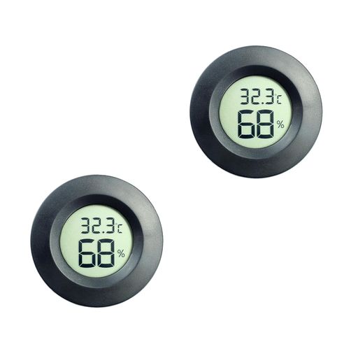 DFsuccesミニ温湿度計2本セット小型温度計湿度計デジタル液晶スクリーン爬虫類/家庭/飼育室/花屋部屋用電池付きブラック