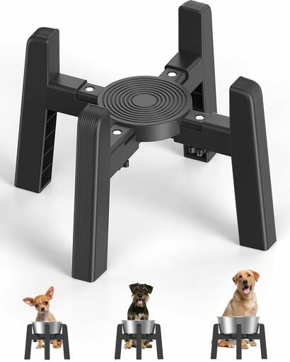 JUNSPOW犬水飲みスタンドご飯台フードボウル餌入れ食器台幅調節可能ABS材料安定滑り止め【スタンドのみ】
