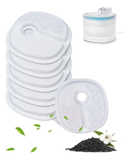Cunina 猫水飲み器用フィルター ペット自動給水器 フィルター ヤシ殻活性炭とイオン交換樹脂 水軟化 猫水フィルター E1 USB給電式-1&E1+充電式-1給水器に適用互換品 6 枚