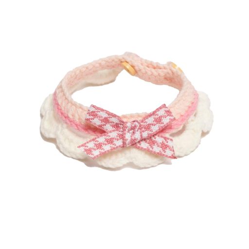 Wag&Winkペット首輪犬猫可愛い調節可能バンダナよだれかけ日系INS風千鳥格蝶結びレース綿S/M/Lサイズ日..