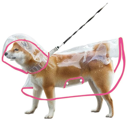 Peukialt犬用レインコートペットレインコートカッパポンチョ帽子付小型犬中型犬大型犬耐水性透明な合成樹脂風よけ寒さ対策着脱簡単(ピンクM【日本国内出荷】)