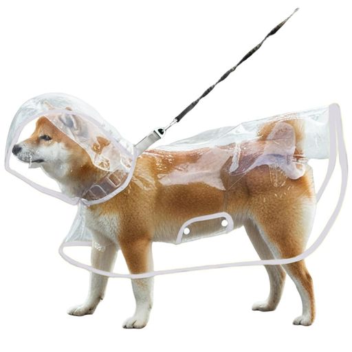 Peukialt犬用レインコートペットレインコートカッパポンチョ帽子付小型犬中型犬大型犬耐水性透明な合成樹脂風よけ寒さ対策着脱簡単(ホワイトM【日本国内出荷】)