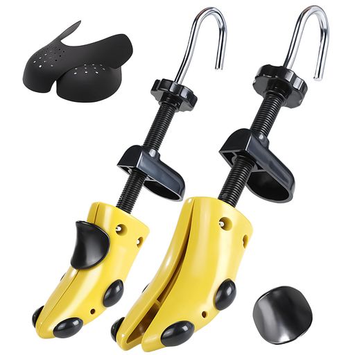 [Zruier]シューズストレッチャーシューキーパー靴サイズ調整靴擦れ靴ズレ靴伸ばしフィッタープラスチック靴広げる道具2個セットダボ付左右兼用男女兼用(きいろM(24.5~26.5cm))