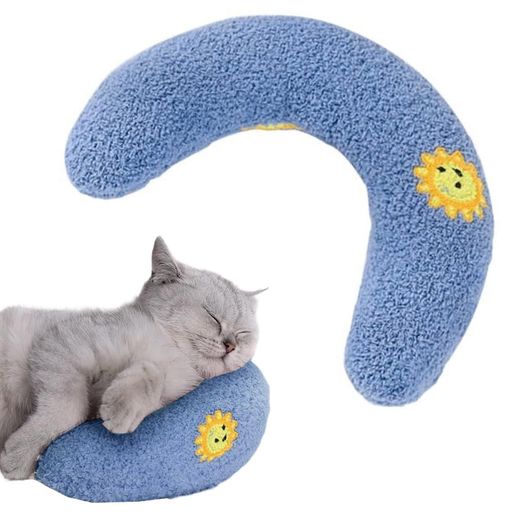 YBGGJOあごのせ猫枕猫のU字型枕犬用まくら猫用枕抱き枕ペット枕クッション月の形猫の柔らかい可愛いふ..