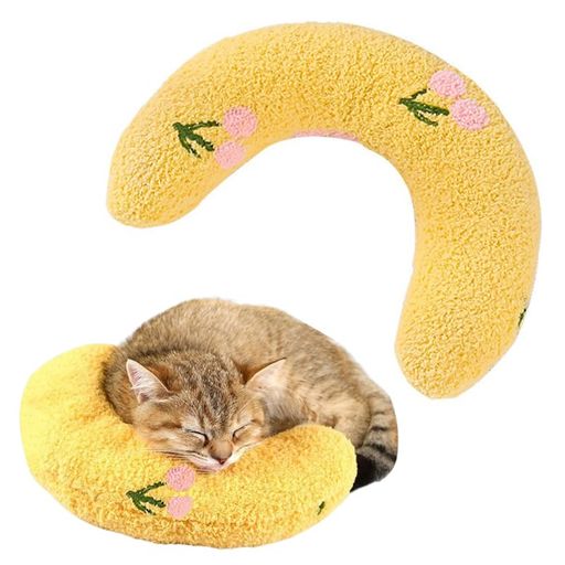 YBGGJOあごのせ猫枕猫のU字型枕犬用まくら猫用枕抱き枕ペット枕クッション月の形猫の柔らかい可愛いふ..