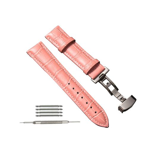 Rakuten - [Zanlive]22mm時計バンド腕時計のバンド12mm14mm16mm18mm20mm22mm時計ストラップ本革替えベルト替えバンドベルト交換耐水性装着簡単観音開き尾錠(22mmピンク)