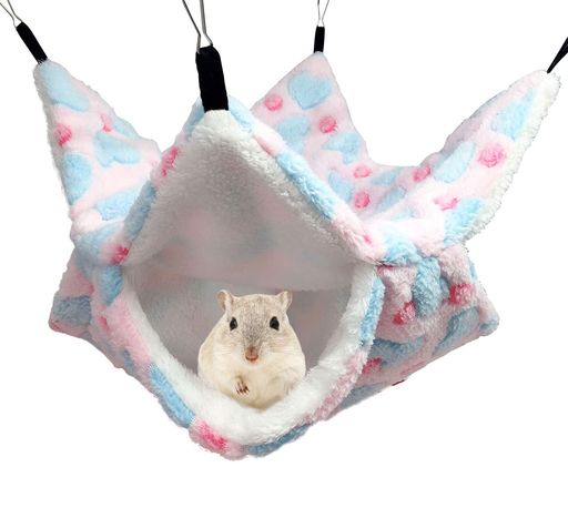 Jimjis小動物用ハンモックハムスターハンモックモルモットハリネズミフック付きゆったり眠れるふわふわ..