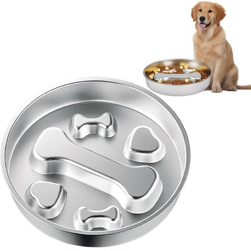 ペットボウル早食い防止スローフードボウルステンレス製22cmゆっくり食べる犬猫ペット用エサ皿餌皿スロ..