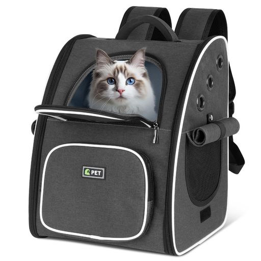 Tresbro最新型犬猫リュックカーテン付きのペットキャリー折り畳み式きゃりーバッグ小型犬・小動物用旅行/通院/災害避難に最適お出かけバッグブラック