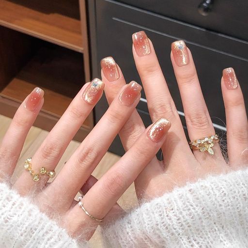 Chisaflyネイルチップショート短めつけ爪100%ハンドメイドピンク小さい爪用マグネットネイル手作り両面..