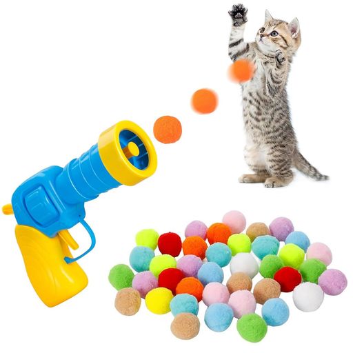 サムコス猫おもちゃ猫ボールおもちゃ子猫おもちゃボールランチャー混合色インタラクティブボール遊び用..