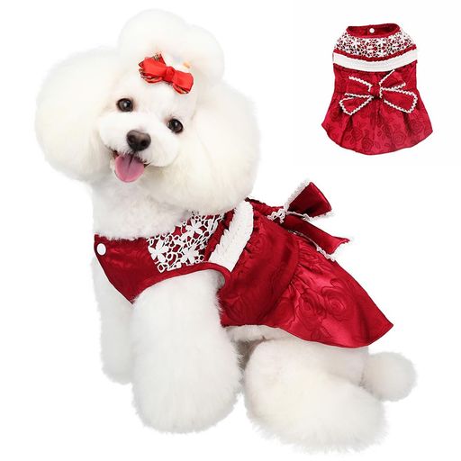 KOOGALペット犬服ワンピース犬スカート猫服スーツリボンノースリーブ春夏秋犬服プリンセスレースドレス..