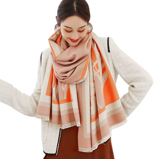 [LumiSyne]冬マフラーカシミヤストールレディースカラースプライシング動物柄タッセルスカーフ暖かいパ..