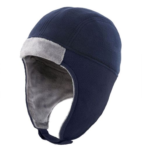 (コネクタイル)メンズ冬暖かい耳あて帽子飛行帽アウトドア防寒帽子パイロットキャップスキー紺