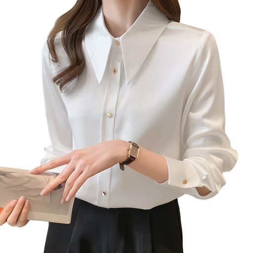 [Augseed]シャツレディースブラウス長袖おしゃれトップス大きいサイズシフォン秋服制服事務服オフィス..