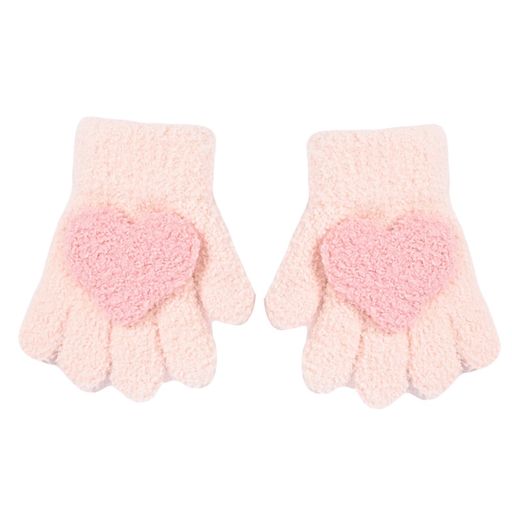 [Tidyworm] 子供 手袋 可愛い ハート ベビー 手袋 5本指 赤ちゃん 手袋 冬 防寒 キッズ 手袋 ミトン ニットグローブ 女の子 男の子 寒さ対策 雪遊び 通園 通学 1-4歳 (ライトピンク)