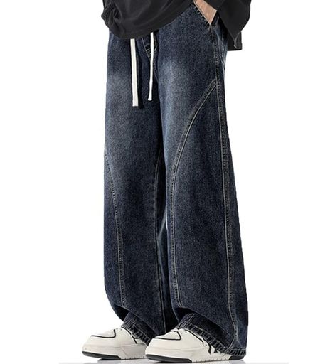 [Ffasnlido]デニムパンツメンズワイドパンツジーンズジーパンロングパンツゆったり大きいサイズコット..