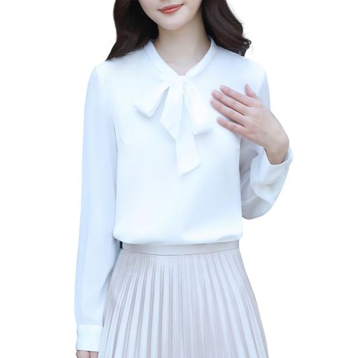 👚【リボンタイ付きのレディース長袖のブラウス】首元がひらひらしたプルオーバーは、リボン結びにもルーズなままにもできます。大人の女性の上品で優しいイメージを演出します。Vネックなので首周りがスッキリ見えて小顔効果があって女性らしい魅力を引き出します。長袖のデザインは手首までカバーしてくれて、春夏秋冬にご活躍頂けます。 🎀【高品質の生地で着心地が良い】100% ポリエステル製のこの長袖Vネックリボンレディースシャツは、二重層で透けないフロントバックピース、一重の生地で作られた透け感のある袖、洗練されており、シワになりにくいです。質感のあるシフォン生地は、普通のシフォンシャツとは異なり、快適、通気性、形態安定、ノーアイロン、UV防止、ドレープ性、働きやすさに優れています。裏地があるので少し重く感じます。 💖【幅広いシーンで大活躍】このレディースボウタイブラウスはシンプルなスタイルと無地で、どんなシーンにも合わせやすいです。程よいボリューム感がシルエットで、体型をカバーしながら着痩せ効果も生み出します。日常着、 通勤、通学、オフィス、カジュアル、二次会、結婚式などに適しています。