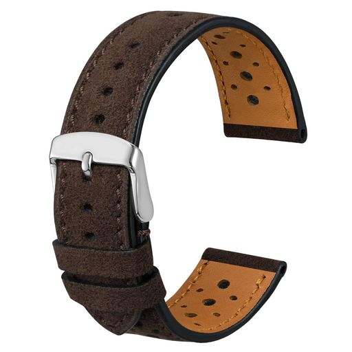 Watch Band, Belt - [Anbeer]時計バンド20mmスエード調ラリースタイルレザー腕時計ベルト替えベルト交換工具付きダークブラウン